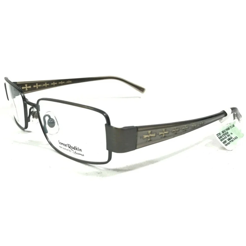 Loree Radkin by Sama Eyeglasses Frames Devon ats Grey Crosses Logos 54-19-140